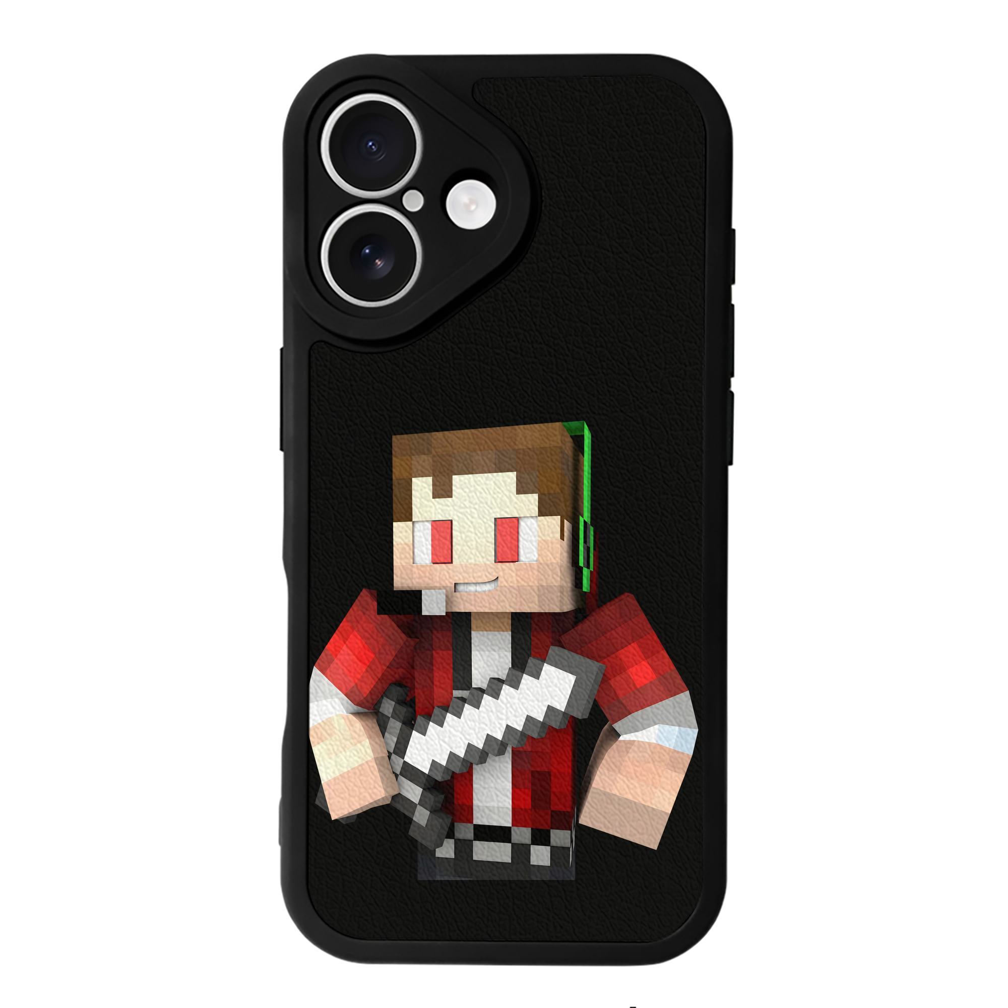 （画像用） マインクラフト ブロックの世界 Minecraft MC Block world 【iPhone 16シリーズ対応】シリコンスマホケース（レザー調） 材質：シリコン